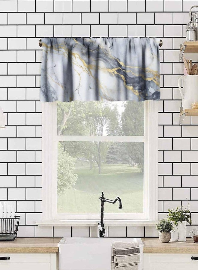LOMADIA Marble Valance Curtain for Kitchen, Modern Abstract Foil Texture White Grey Gold Marble Pattern Window Treatment Rod Pocket Drapes for Bedroom Office Living Room Cafe Decor 54x18inch - Image 5